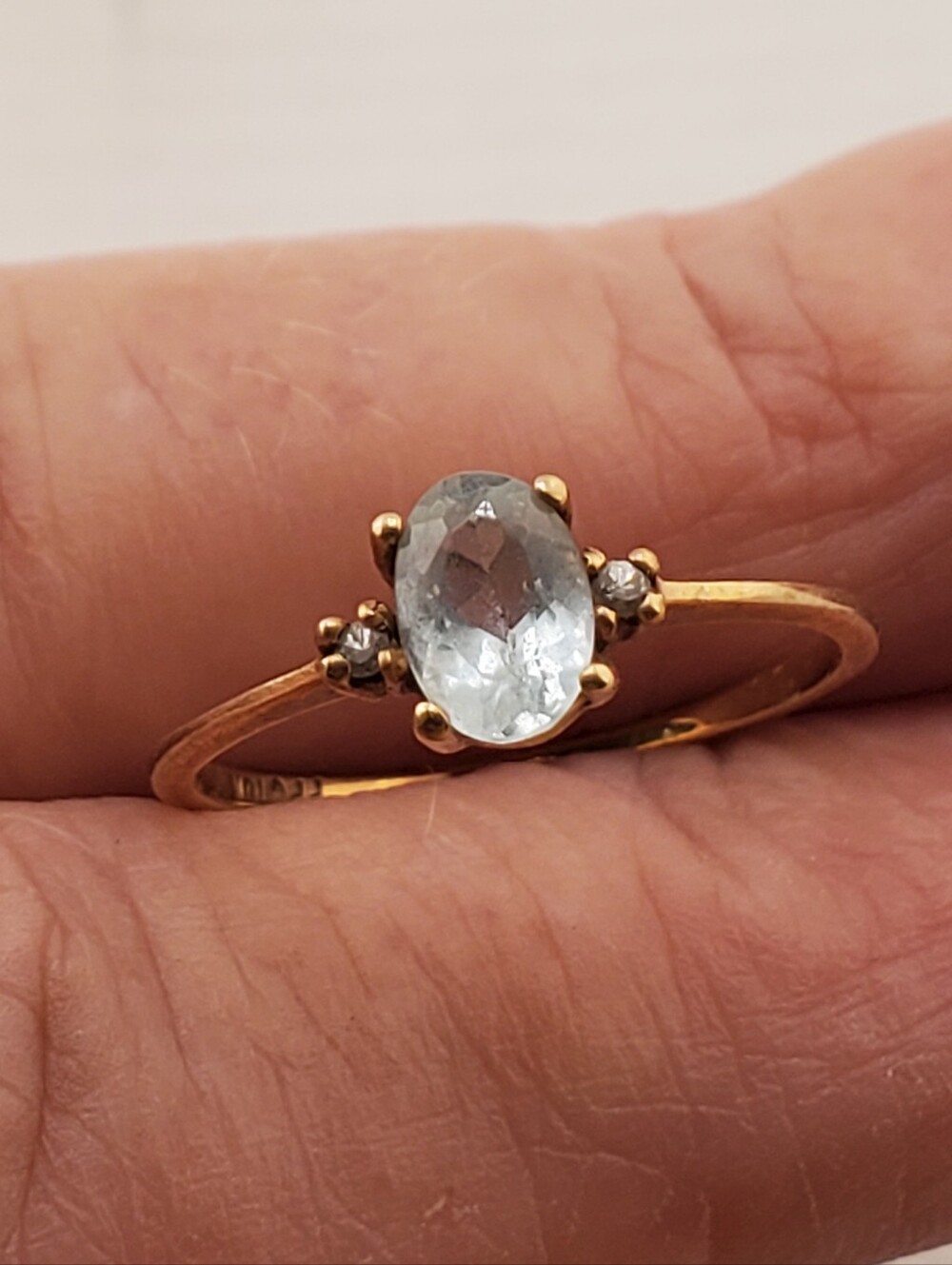 10k Blue Topaz Diamond Ring 5
